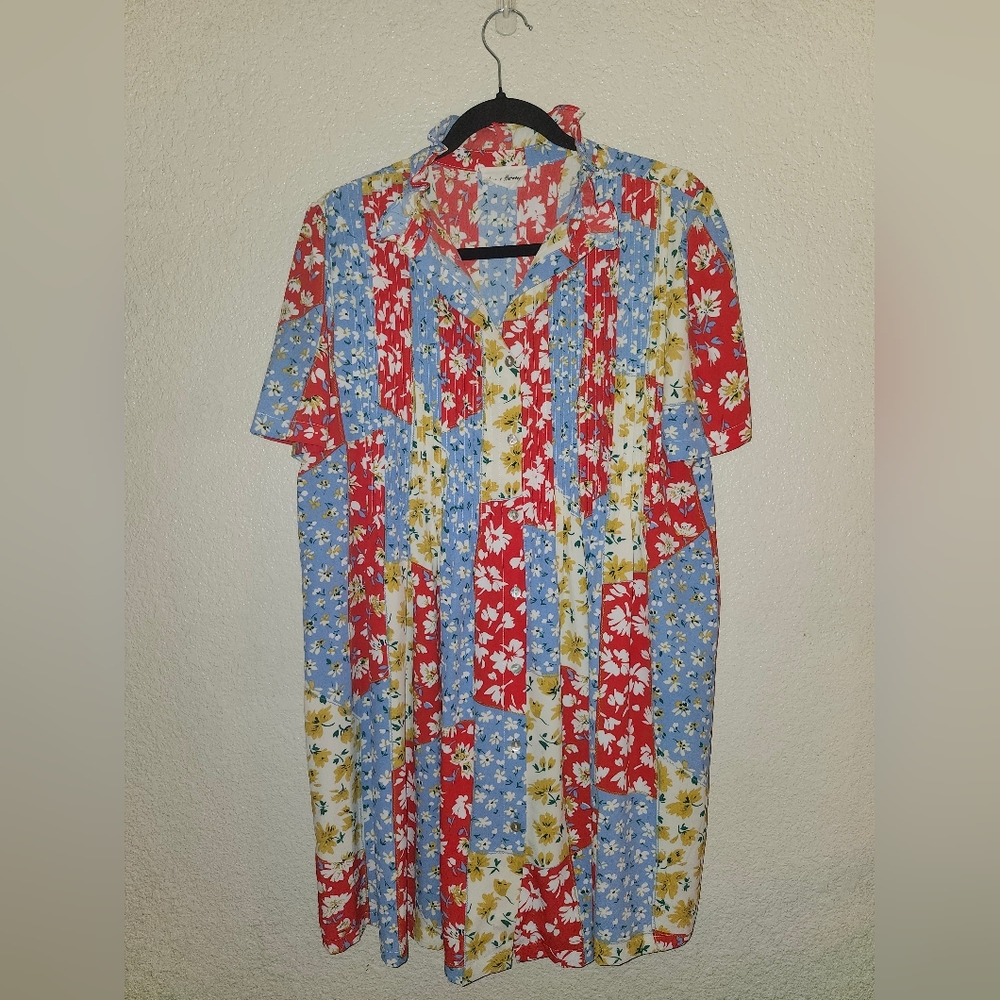 Multi-Color Floral Patchwork Mini Dress - Picture 8 of 14